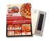 Pizza restaurant flyer with pizza images and contact information on a white background. Magnetic Mailing.