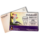 Dental office promotional flyer with a woman and child outdoors, showing dental services and contact information.