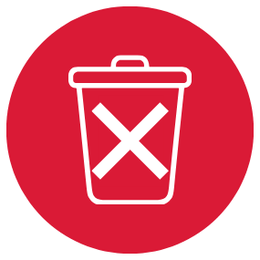 Trash can icon to demonstrate how magnetic mailers avoid being discarded.